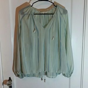 RACHEL Rachel Roy | Blue and Green Sheer Blouse